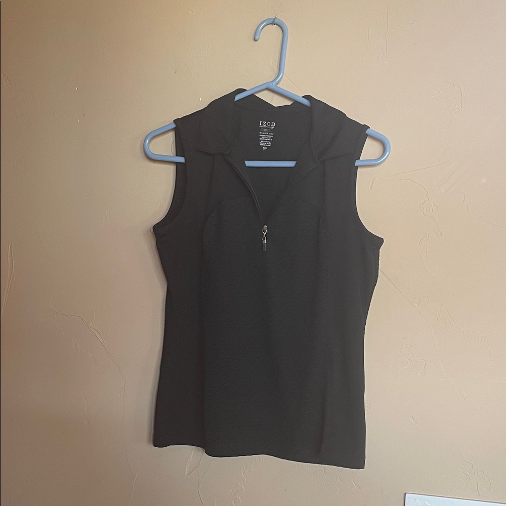 Izod Perform Cool Fit Black Sleeveless Golf Polo for women Sz S